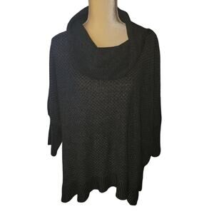 Croft & Barrow Black & Gray Knit Cowl Neck Poncho Sweater Size L/XL